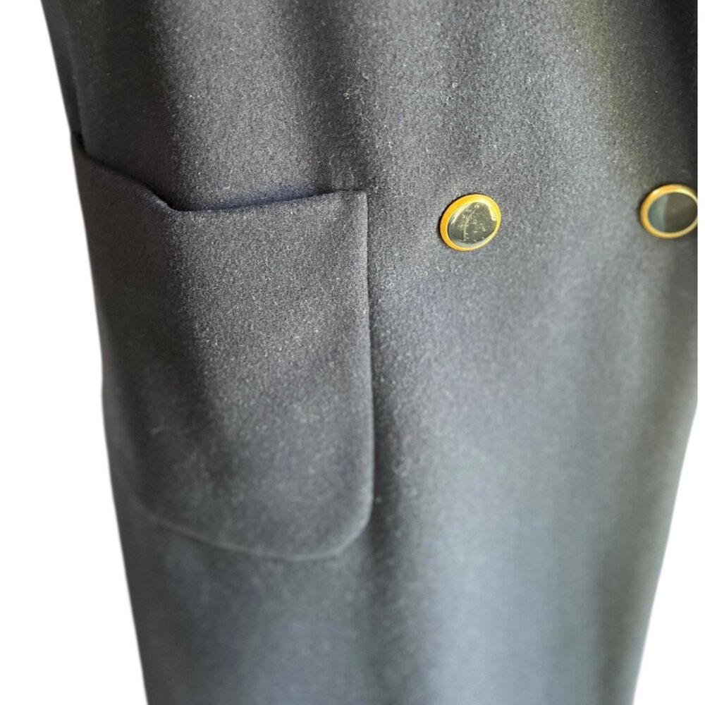 Donnybrook Womens Wool Coat 10P Navy Blue Double-Breasted Long Jacket Pockets - Picture 4 of 15